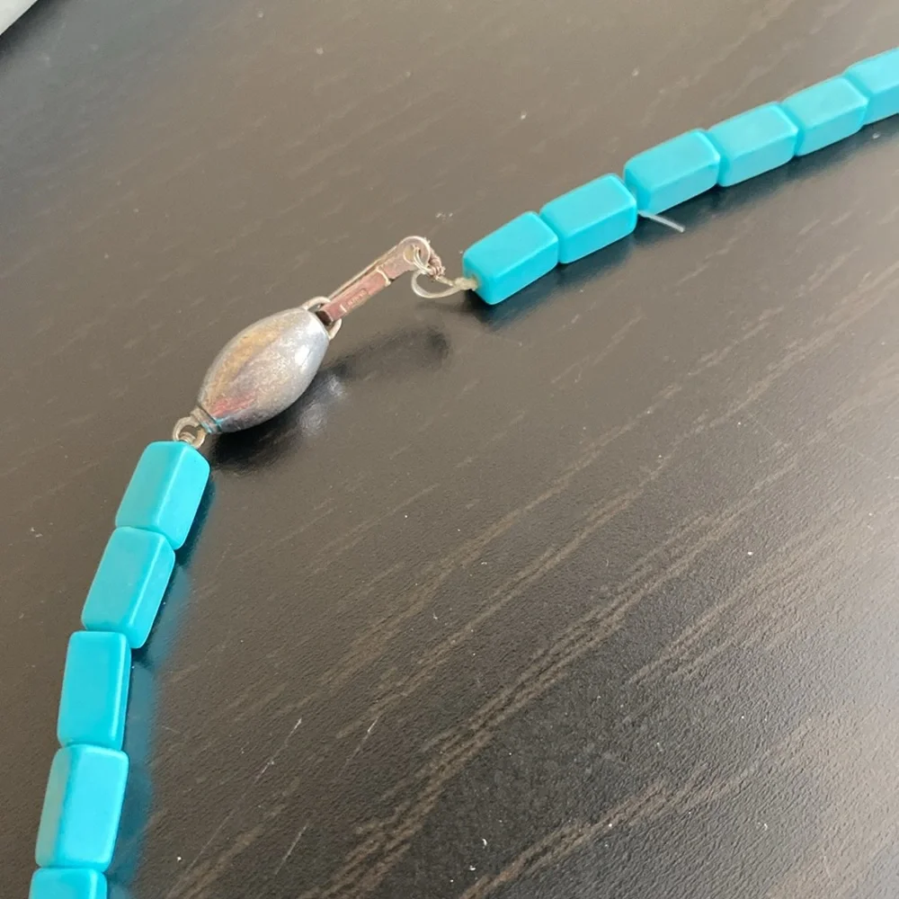 Navajo Native American Turquoise Silver & Mother of Pearl Eagle Necklace - Picture 5 of 17